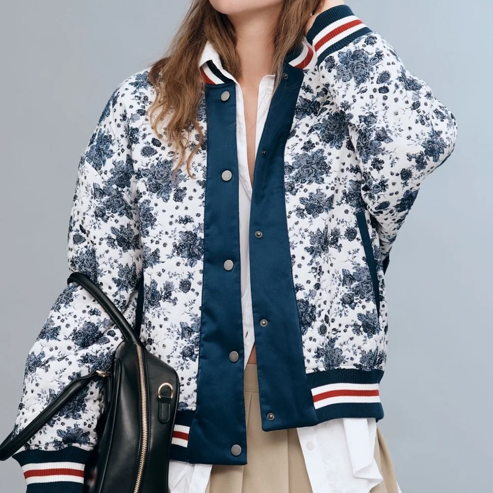 NWT Anthro Maeve Floral Print Bomber Jacket - Picture 1 of 6